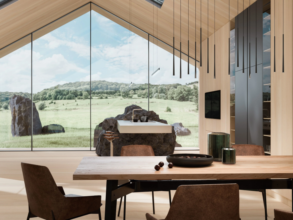 BORA STARS Vertikal – sofisticiran sistem visećih vertikalnih svetala za savremene kuhinje i trpezarije, sa podesivom jačinom osvetljenja i elegantnim dizajnom.