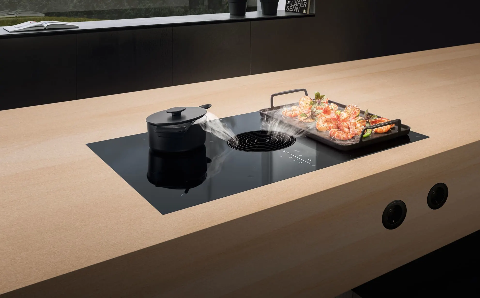 hzowcv11vzducomtaexg BORA M Pure detalj kontrolne table sa osvetljenim klizačem i oznakama temperature, elegantan i intuitivan dizajn.